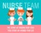 Team of nurses standing together. Fighting Covid-19 Virus concept. Vector cartoon character