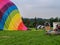 Team of people dismantle the balloon