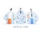 A team of professional doctors stand together. Hand drawn flat style vector design illustrations.