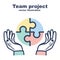 Team project line icon. Concept cooperation