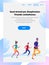 Team running cartoon character sport man woman activities isolated healthy lifestyle concept full length vertical copy