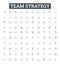 Team strategy vector line icons set. Collaboration, Planning, Alignment, Execution, Communication, Participation