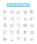 Team strategy vector line icons set. Collaboration, Planning, Alignment, Execution, Communication, Participation