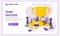 Team success concept. Achievement, Partnership, Leadership, Successful teamwork with giant golden trophy. Can used for web banner