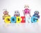 A team of toy robots with the word coding isolated