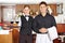 Team of waiter staff in restaurant