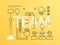 Team word trendy composition banner. Outline stroke team leader, business group, consulting concept. Flat line icons