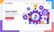 Team work concept, people putting together a series of cogs, links of the mechanism. Modern flat web page design for website and