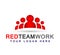 Team work logo in red partnership education celebration group work people symbol icon vector designs on white background