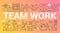 Team work word trendy composition concept banner. Outline stroke teamwork, creative group, leadership, community office