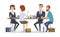 Team working together. Office talking peoples managers business group dialogue coworkers persons vector concept pictures