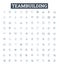 Teambuilding vector line icons set. Teamwork, Collaboration, Problem-solving, Communication, Constructive, Interaction