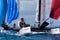 Teams competing on Formula 18 national catamaran race