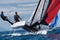 Teams competing on Formula 18 national catamaran race