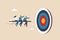 Teamwork aiming for target, business goal or achievement, focus on goal, objective or purpose, company direction or collaboration