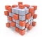 Teamwork business concept - cube assembling from blocks