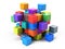 Teamwork business concept - cube assembling from blocks