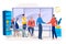 Teamwork business make decision sign job contract, businessman handshake entrepreneur flat vector illustration, isolated