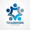 Teamwork businessman unity and cooperation concept created with simple geometric elements as a people crew. Vector icon or logo.