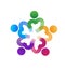 Teamwork charity people heart shape logo vector design