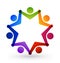 Teamwork children star group, colorful vector logo