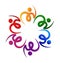 Teamwork colorful swooshes flower logo