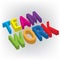 Teamwork colorful word 3D vector illustration design id card image