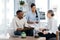 Teamwork is essential to achieving success. a group of businesspeople having a discussion in an office.