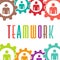 Teamwork gear people image logo