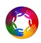 Teamwork hands vivid colors and diversity logo