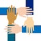 Teamwork Hands in Working Group, Business Partnership Icon