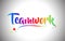 Teamwork Handwritten Word Text with Rainbow Colors and Vibrant Swoosh