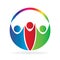 Teamwork healthy people union circle symbol logo