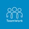 Teamwork icon line business concept on blue background