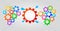 Teamwork infographic concept with colorful gears icons. Business strategy, leadership. Idea of partnership and collaboration.