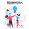 Teamwork isolated cartoon concept. Brainstorming staff and successful collaboration, office people scene in flat design. Vector