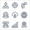 teamwork line icons. linear set. quality vector line set such as award, statistics, meeting, global network, career promotion,