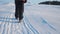 Teamwork. men tourists photographers go on snow in winter with a tripod climbing walking top mountains rocks peak group