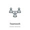 Teamwork outline vector icon. Thin line black teamwork icon, flat vector simple element illustration from editable human resources