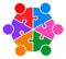 Teamwork puzzle people connected together logo