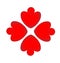 Teamwork red heart people shape formation vector logo