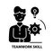 teamwork skill icon, black vector sign with editable strokes, concept illustration