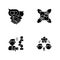 Teamwork skills black glyph icons set on white space