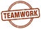 teamwork stamp. teamwork round vintage grunge label.