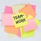 Teamwork team working together business concept desk note paper