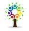 Teamwork tree unity people logo vector design