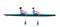 Teamwork of two kayakers paddling double kayak in competition race vector illustration isolated. Sport man crew in kayak boat.