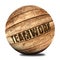 Teamwork on wooden ball