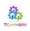 Teamwork working gears, community vector icon