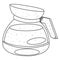 Teapot brewing coffee in the coffee machine outline drawing